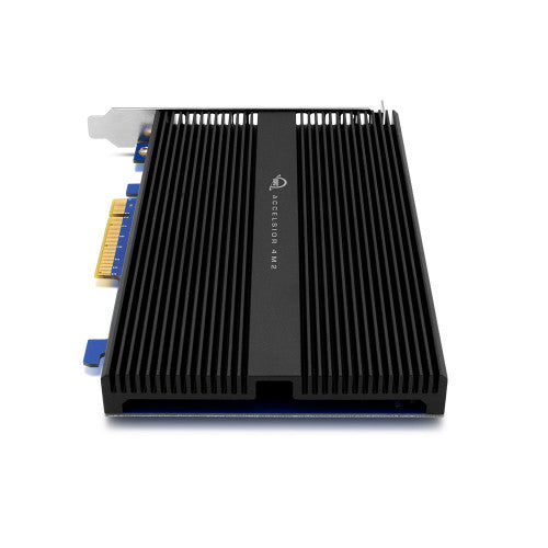 OWC Accelsior 4M2 High-PerFormance PCIe Adapter Card with M.2 NVMe SSD installed OWC Accelsior 4M2 High-PerFormance PCIe Adapter Card with M.2 NVMe SSD installed